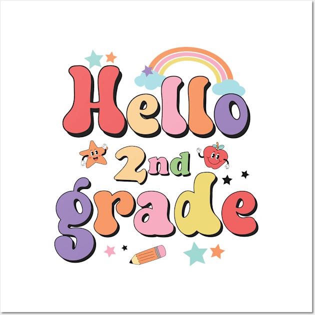 Hello Second Grade Team 2nd Grade Back to School Teacher Kids Wall Art by Charaf Eddine